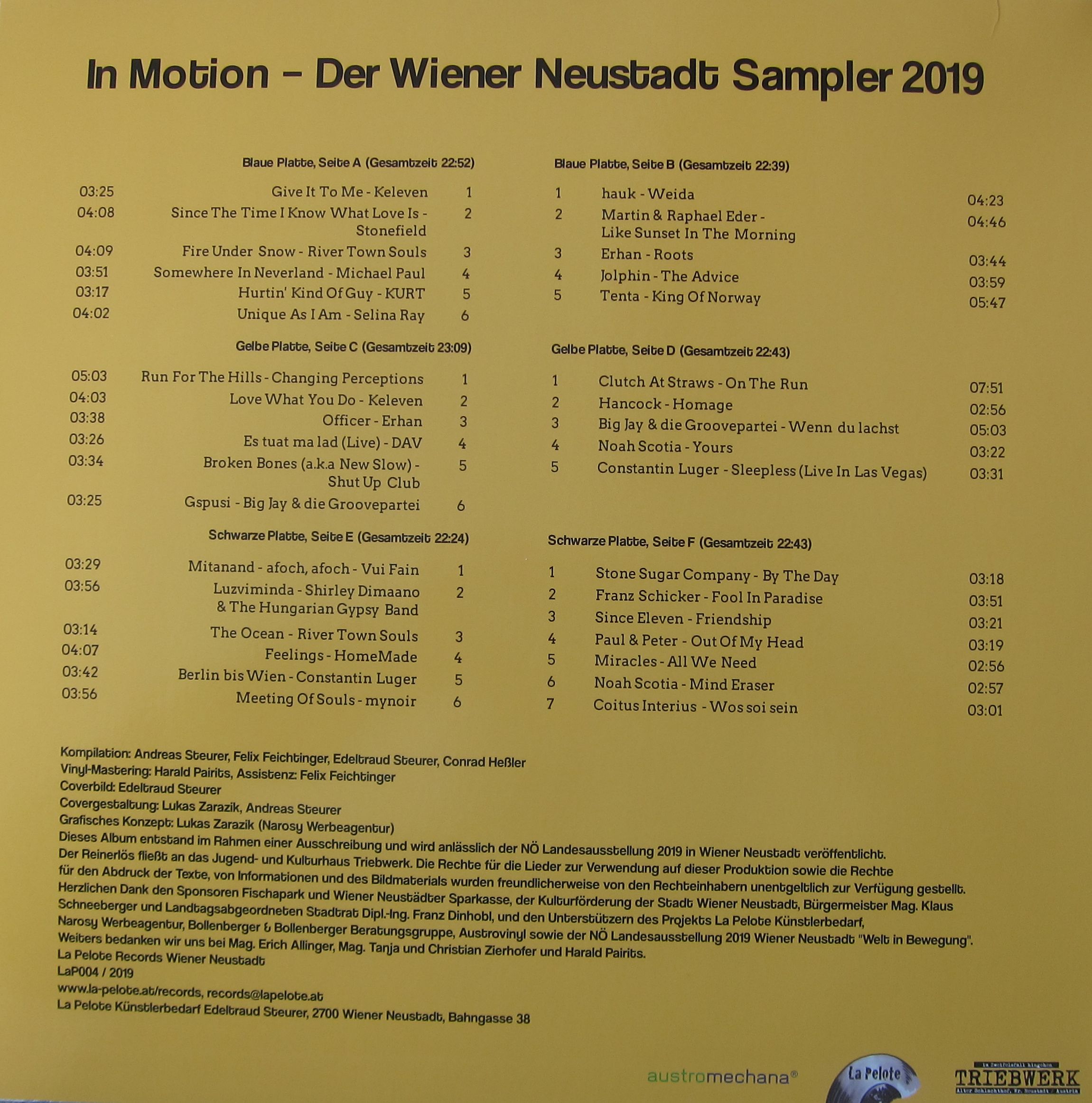 Various Artists - In Motion – Der Wiener Neustadt Sampler 2019 (Artist's Edition, Triple LP,  Black Vinyl, White Label)