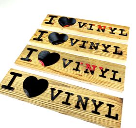 Wandbild Vinyl, Altholz, I LOVE VINYL
