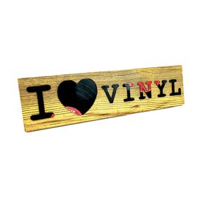 Wandbild Vinyl, Altholz, I LOVE VINYL